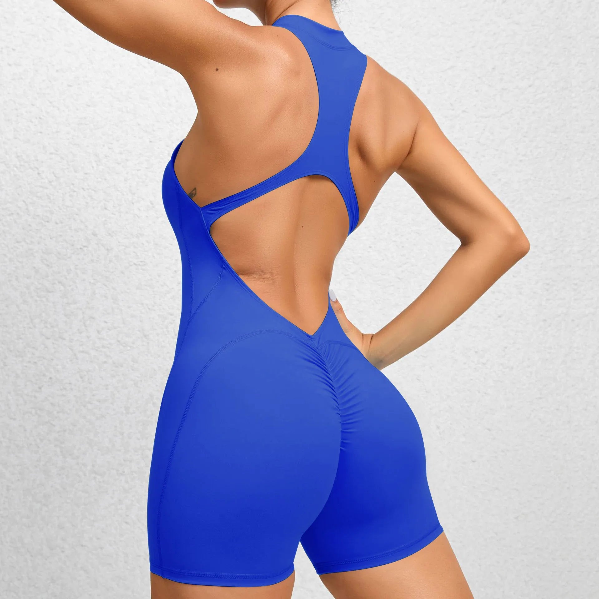 Jumpsuits for Womens Casual Sleeveless Half Zip Scrunch Butt Workout Rompers One Piece Bodysuits Bodycon Yoga Jumpsuits