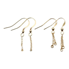 14K Gold Filled GF Earring Hooks Hot Sale S Shape Ear Hooks With Chain Jewelry Findings