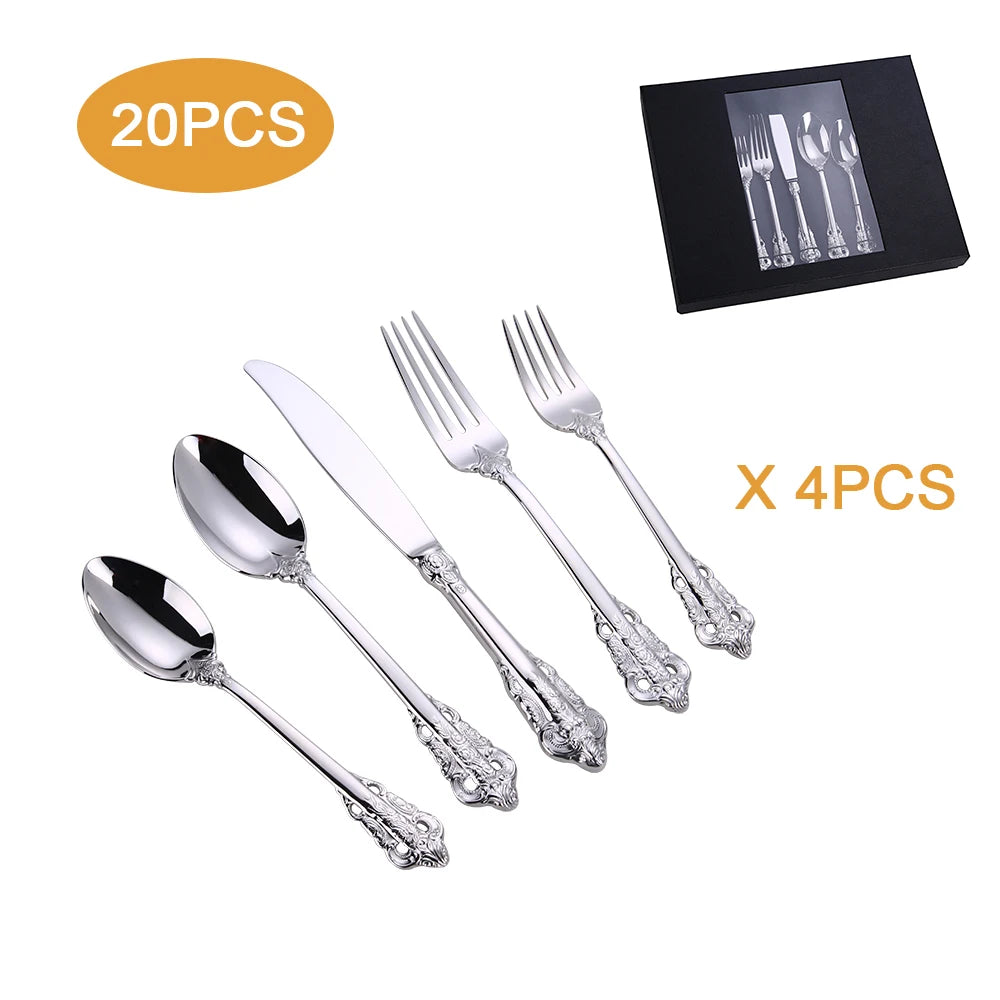 Classic Stainless Steel Silver 20 Pieces Flatware Wedding Cutlery Set