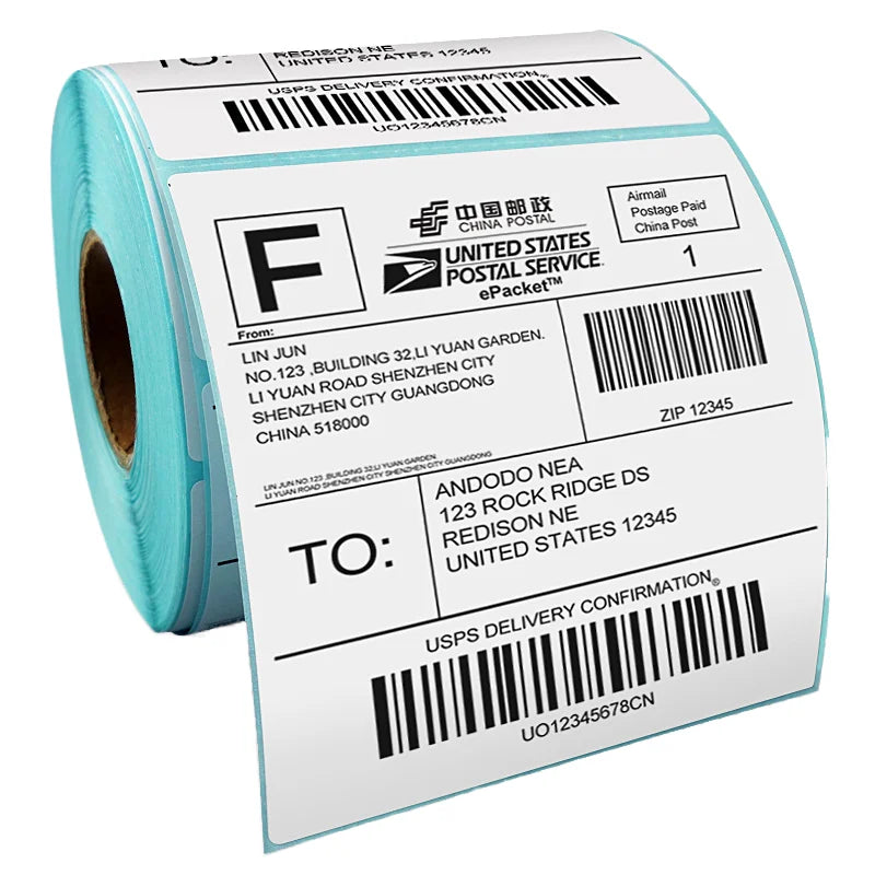 Durable 150mmwx100mm Waterproof Recycled Thermal Mailing Address Paper Label Rolls 4x6 Shipping Adhesive Packaging Labels