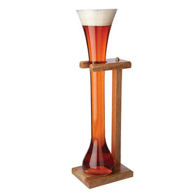 Creative Fancy 24oz Half Yard Barware Ale Giant Long Neck Beer Glass with Wooden Stand