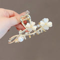 Women Large Size Korea Metal Hair Claw Clips With Rhinestone Flower Pearl Alloy Hair Grip Giant Strass Hair Clips Claw