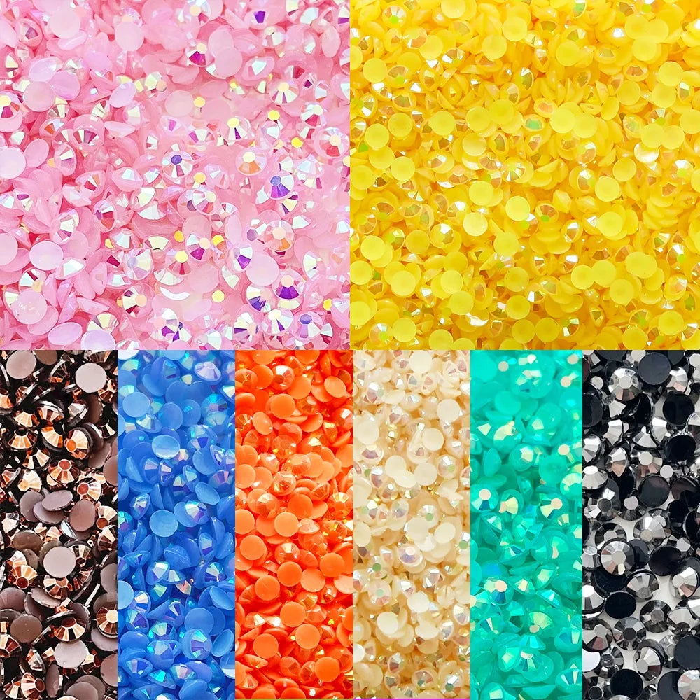 Yantuo Factory Wholesale Bulk Jelly AB Color Rhinestone SS20 Flat Back Non Hotfix Resin Rhinestone3mm 5mm 6mmUsed for Nail Ar