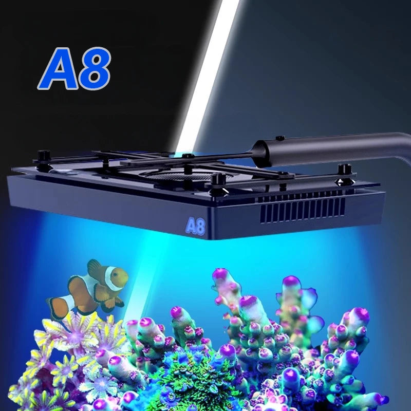 A8SE II Max Blue 240W Full Spectrum Aquarium LED Light Durable Plastic WiFi App Programmable for Saltwater Coral Rectangle Box