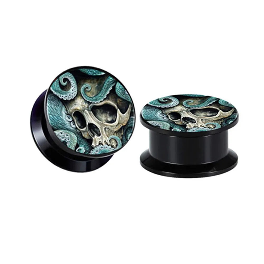 Mix Size 20pcs Acrylic (Resin/Lucite) UV Screw Logo Ear Gauges Plugs Expanders Earrings Lobe Stretching Kit Wedding Gift
