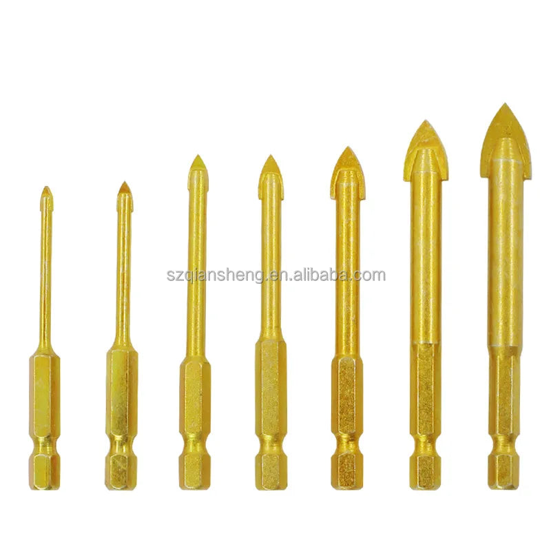 7pcs/set 1/4" Hex Shank Porcelain Ceramic Tile Glass Drill Bits Set 3/4/6/8/10/12mm