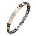 Engraved Custom Logo Metal Bracelet Men 316 Stainless Steel Ceramic Bracelet Men Rose Gold Plated Bangle Italy Polished Shiny