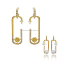 Wholesale 14k Real Gold Diamond Pearl Mounting Chain Earrings for Pearls and Beads Jewelry Findings