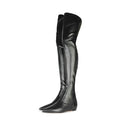 Winter Western Pointed Toe 1CM Height Increasing Comfortable Women Black Soft PU Elastic Fashion Over the Knee Thigh High Boots