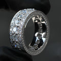 CAOSHI Simple Full Pave Imitated Diamond Eternity Band Rings for Engagement Wedding Fashion Jewelry Silver Plated CZ Rings Women