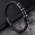 New Fashion Men Jewelry Bracelet Handmade Stainless Steel Magnet Clasp Genuine Leather Bracelet Men