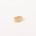 Joolim Jewelry Wholesale 18K Gold Plated Vertical Stripe Gradient Band Stainless Steel Rings for Women
