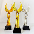28cm Height Gold Silver Bronze Resin Angel Wing Crystal Plaque Crystal Trophy Award MH-NJ0383