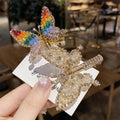 Metal Hair Clips Butterfly Hair Clips Rainbow Colorful Rhinestone Korean Barrette Girls for Women Hair Decoration