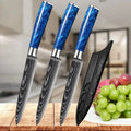 5 Inch Damascus Laser Pattern Stainless Steel Chef Knife With Resin Handle Carbon Kitchen Knife Factory Wholesale