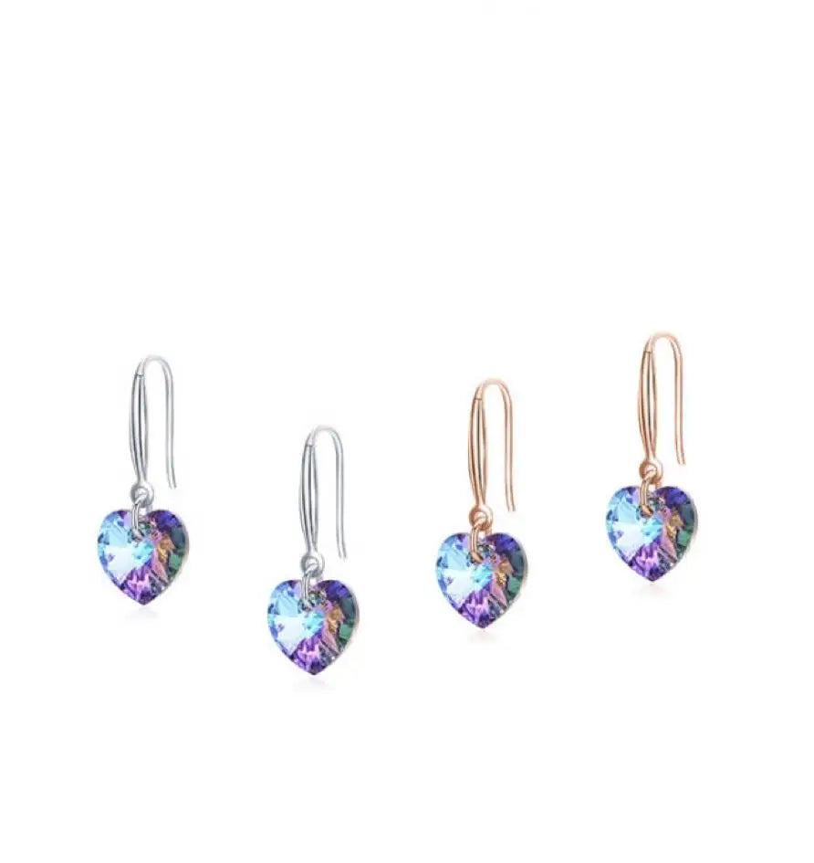 OAHLAN Fine Jewelry Dangle Earring Hypoallergenic 5A Heart Cubic Zirconia S925 Sterling Silver Drop Earring for Women Girl Gift