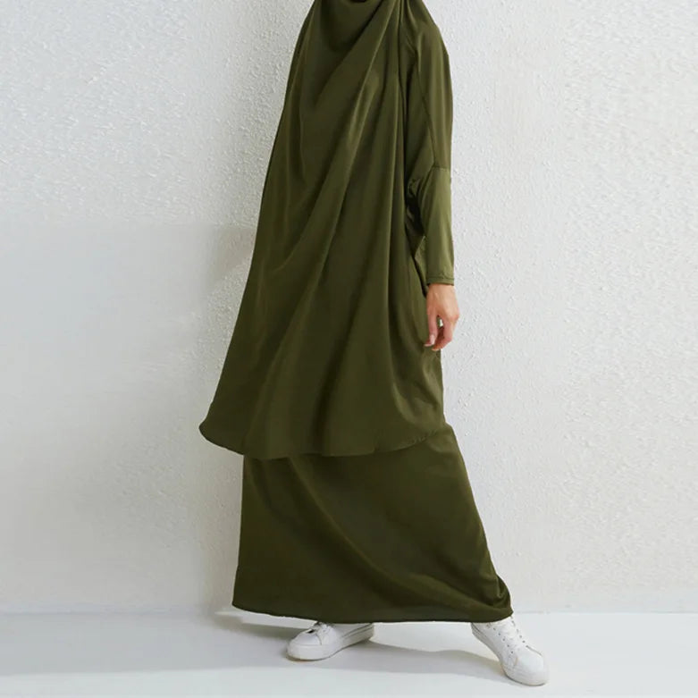 Latest Traditional Muslim 2-Piece Abaya for Women Plus Size Islamic Khimar Designs Burka Hidjab Robe and Dress