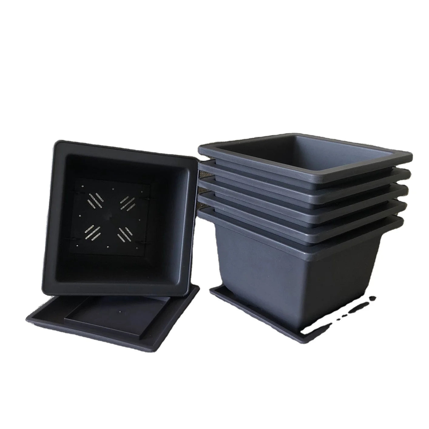 17*17*12cm Pot and Saucer Set square Flower Pots Succulent Planter Flower Pot Plastic Garden Pots