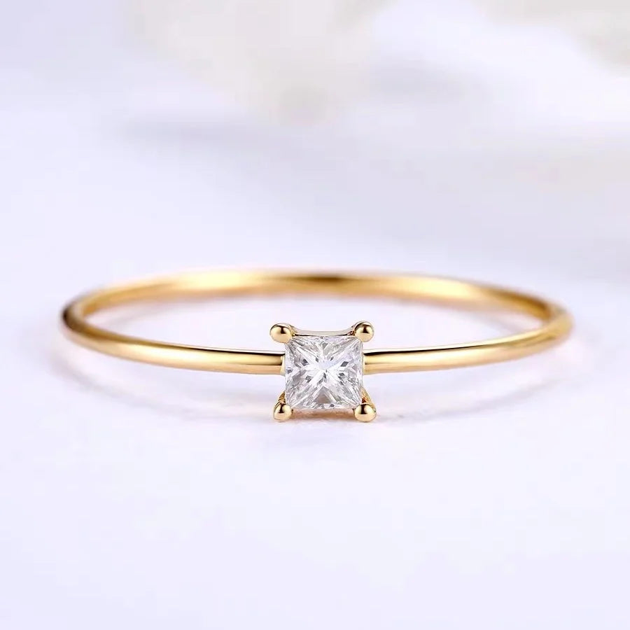 Classic 18K Solid Gold Natural Diamond Ring Trendy Fine Custom Wedding Engagement Jewelry for Ladies Popular Dainty Dainty Style