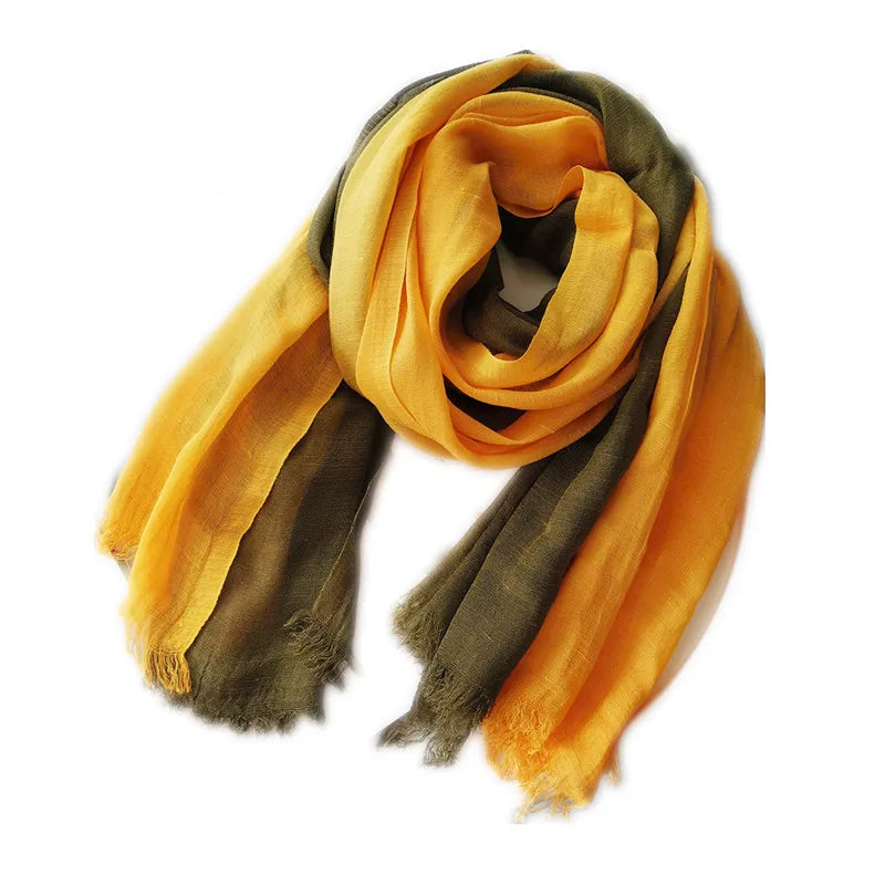 Slubby Yarn Women Gradient Color Matching Scarf Women's Bunchy Yarn Shawl