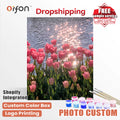 Orfon Dropshipping Lakefront Pink Tulip Landscape Paint by Numbers Kit -  Pink Tulips Art for Home Decor DIY Craft