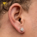 Hip Hop Men's Round Screw Back 925 Sterling Silver Micro Pave 4 Prong Moissanite Round Stud Small Earrings