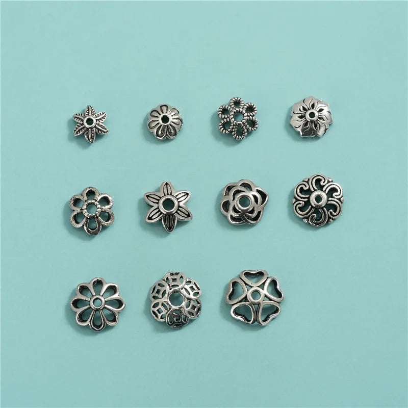 High Quality Jewelry Spacer Bead Caps Antique 925 Sterling Silver Metal Floral Flower Bead End Caps for Jewelry Making