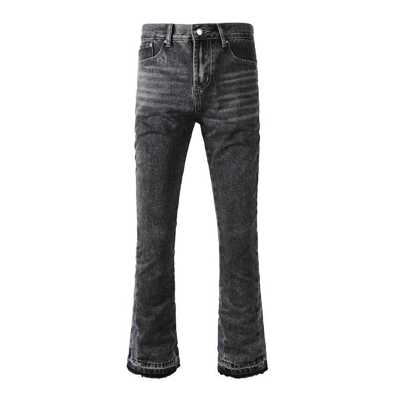 Bulk Wholesale Black Flare Baggy Jeans Hip Pop Loose Fit Cargo Carpenter Plus Size Stacked Trousers Wide Leg Denim Pants for Men