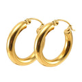18K Gold Plated Round Shape Stainless Steel Clip Earrings Hollow Tube Earrings