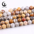 Zhe Ying 6/8/10mm Yellow Crazy Lace Agate Beads Natural Heailing Crystal Beads Bracelet Gemstone Yellow Crazy Agate Beads