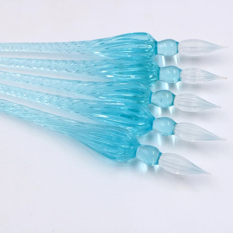 Wholesale Handmade Calligraphy Murano Aqua Swirl Glass Writing Dip Pen