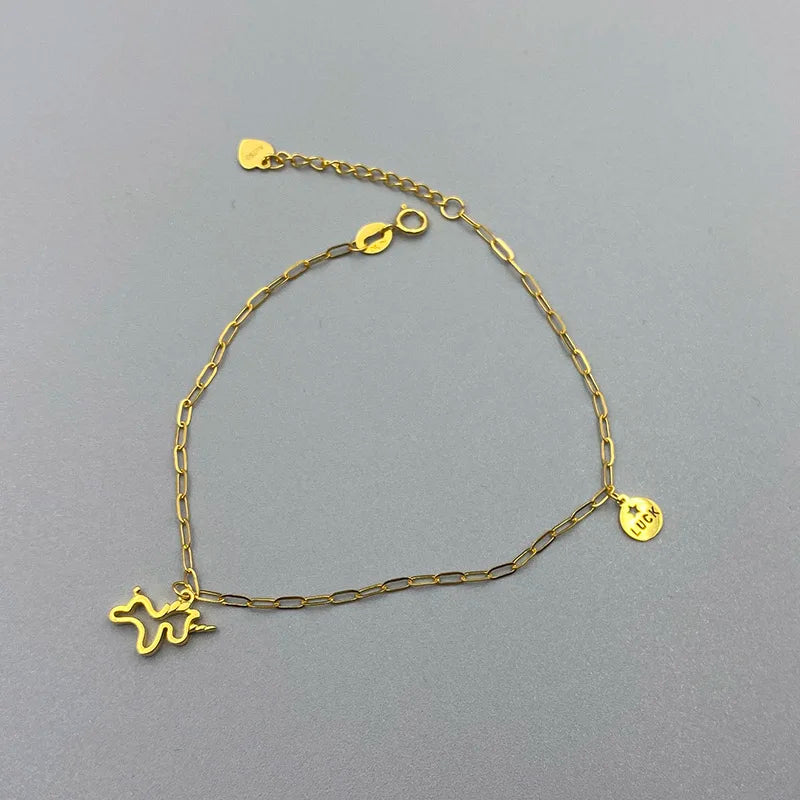 Trendy 18k Pure Gold Bracelet Bulk Sale Au750 Gold Unicorn Design Light Weight Fine Jewelry Women Ladies Girls Mums Bracelets