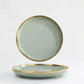 10 Inch European Modern Retro Plates Ceramic Plates with Gold Rim for Restaurant Ceramic Dinner