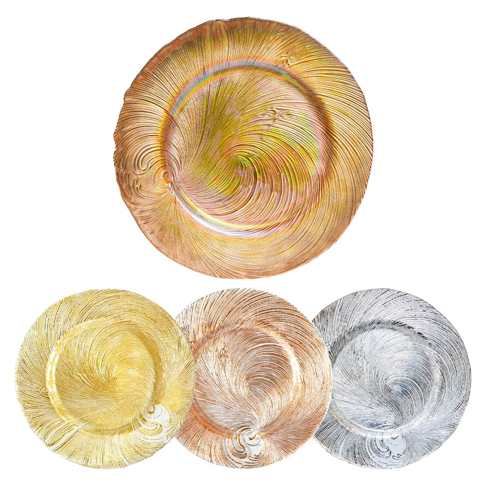 Factory Manufacturer Eco-Friendly Luxury Gold Wedding Glass for Charger Plate Crystal Colorful for Dinner