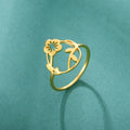 Myshape Leaves Flower Women's Ring Stainless Steel Gold Color Aesthetic Plant Finger Rings Bohemian Jewelry Christmas Gift