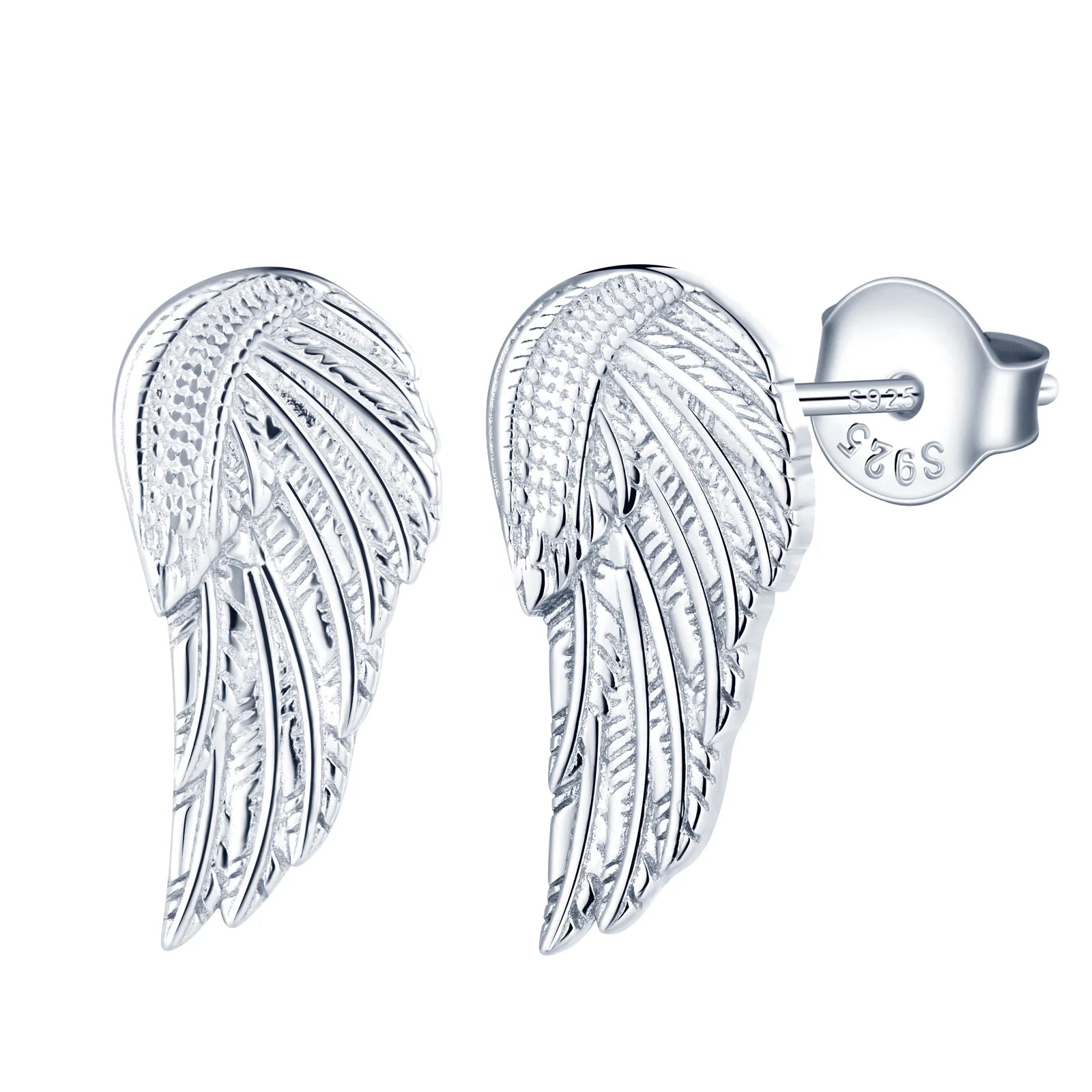 925 Sterling Silver Exquisite Stud Earrings for Women & Girls Cute Angel Wing Design with Rhodium Plating for Parties & Gifts