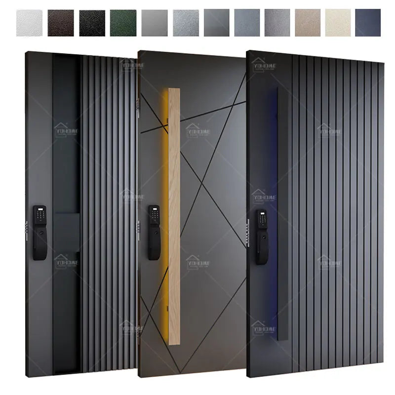 Foshan Yohome Custom Modern Design Front Pivot Exterior Doors Hotel Villa Security Soundproof Cast Aluminum Entry Door