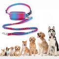 Dog Running Leash Fashion Hands Free Dog Traction Rope with Zipper Pouch Adjustable Reflective Bungee Waist Bag Pet Leash