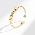 Gold Color Reduce Anxiety Open Beaded Fidget Ring Simple Many Beads Removable Adjustable Rings Factory Wholesale Jewelry