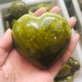 Bulk Wholesale Natural Polished Green Opal Heart Healing Fengshui Stones Crystal Quartz Heart Folk Crafts for Decoration
