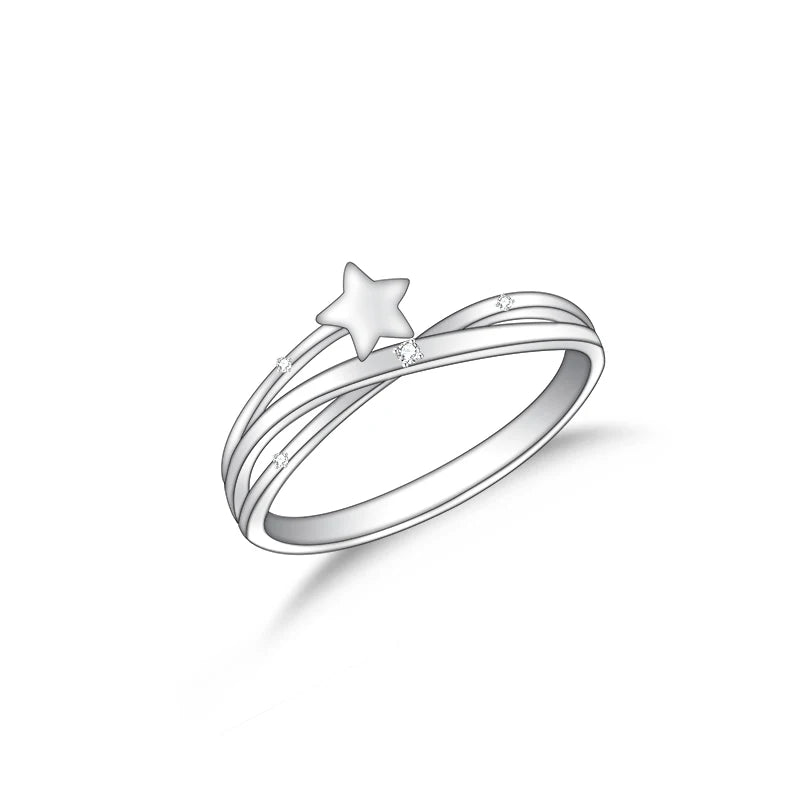 Hot Selling New Design Trendy Women Fine Jewelry 925 Sterling Silver Star Ring