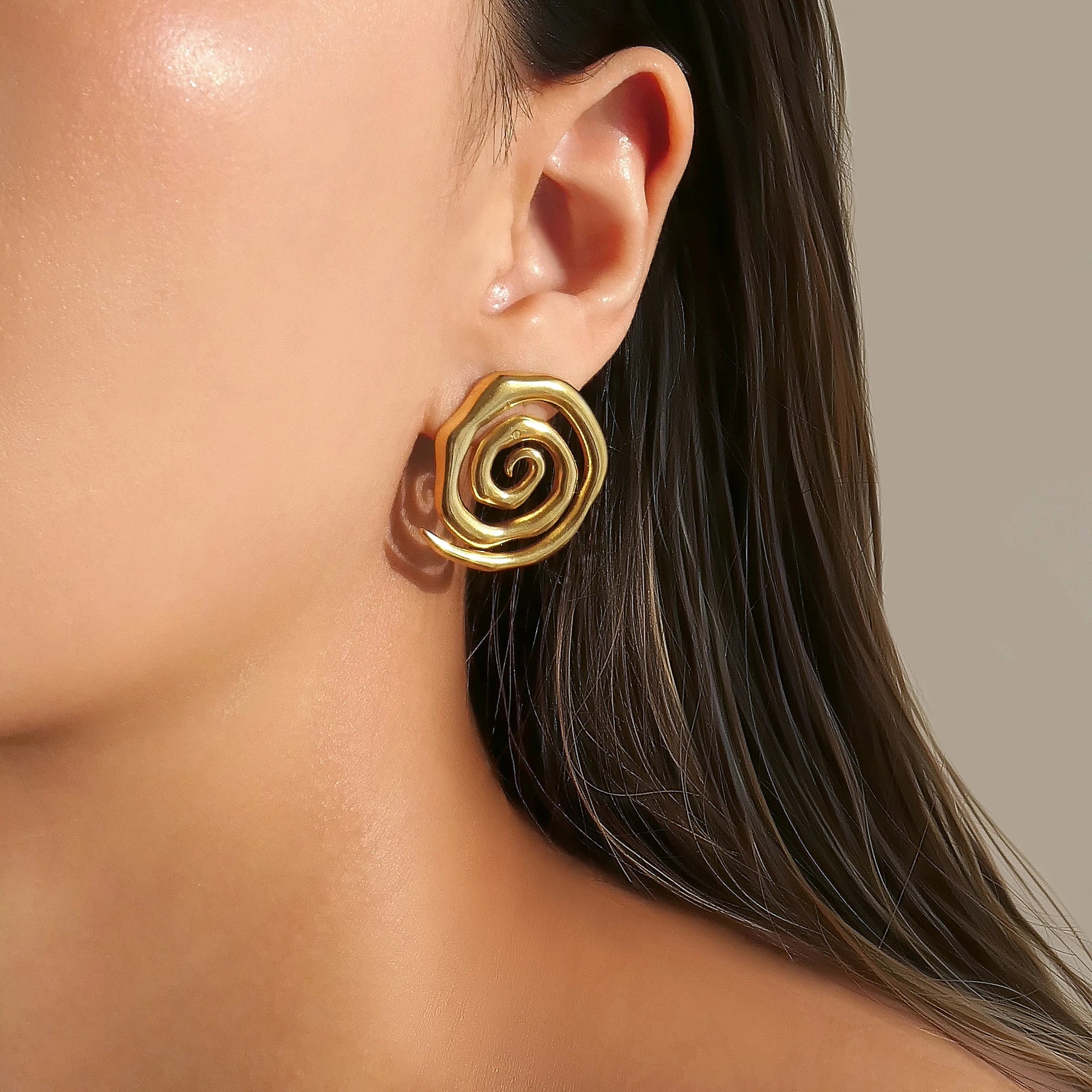NEW BOHO VORTEX SUPER SHINE EARRINGS Dazan Summer INS 18k Gold Plated Hypoallergenic Stainless Steel THEATER PROPS JEWELRY