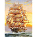 Chenistory DZDP712 Sailboat Canvas Painting Short Lint Full Drill Diamond Art Diamond Paintings  30*40CM Wall Decor DIY Abstract