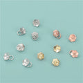 Fine Flower Pendant Pearl Empty Holder 925 Sterling Silver Earrings Accessories 7.5mm Gemstone Earring Pin Base Finding