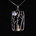 C8207 Abiding OEM ODM Factory 925 Sterling Silver Landscape Moon Forest Girl Night Scene Moonstone Pendant Necklace for Girls