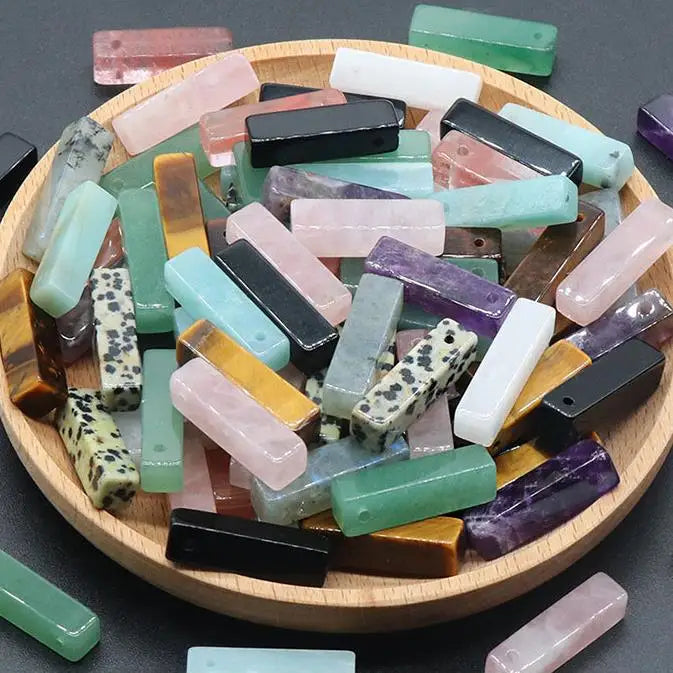Rectangle Stone Pendant Assorted Colorful Natural Healing Crystal Genuine Stone Geometric Cubic Square Pendant for Necklace
