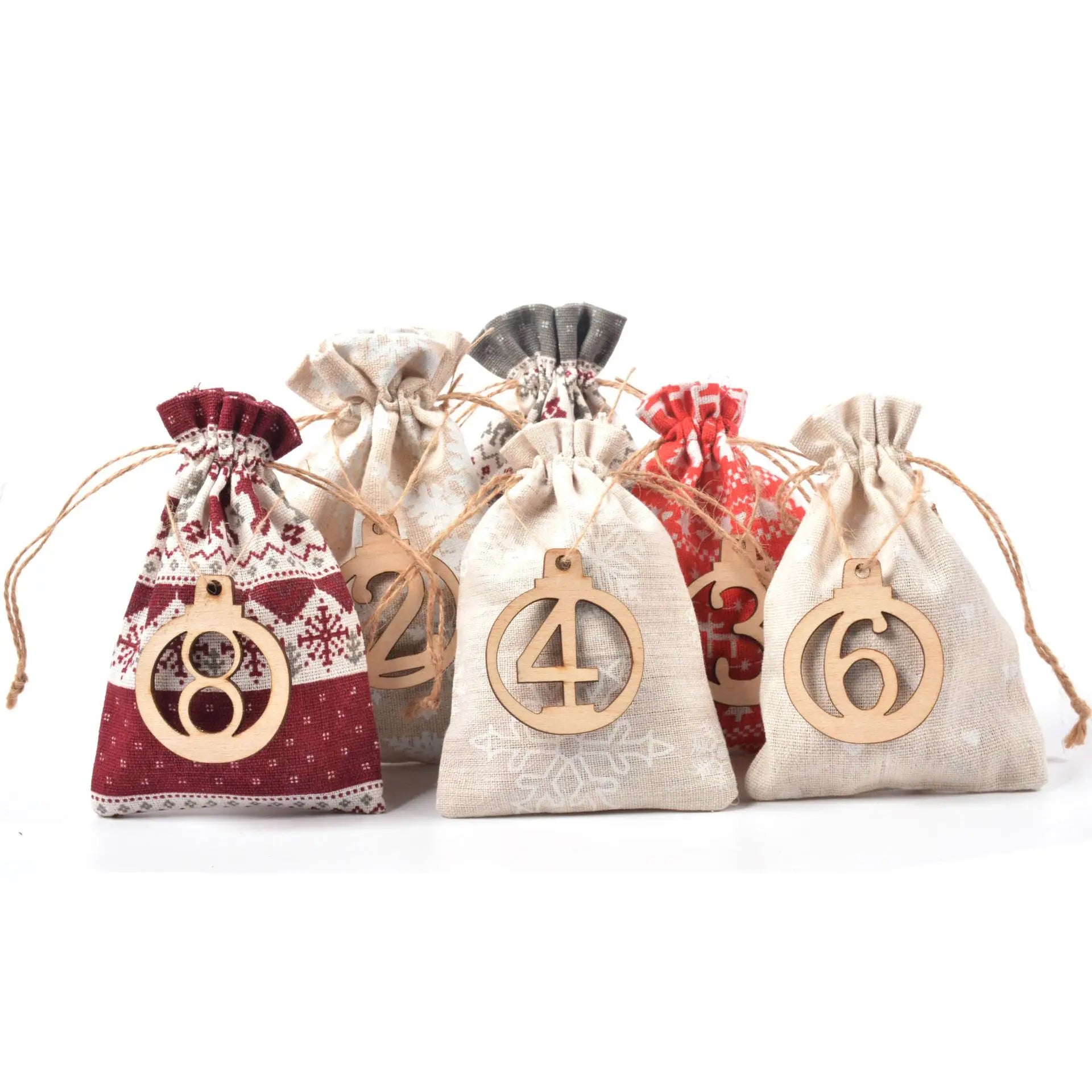 Christmas Advent Calendar  Hanging  Gif  Candy Bag for Kids ChristmsToys Home Decoration