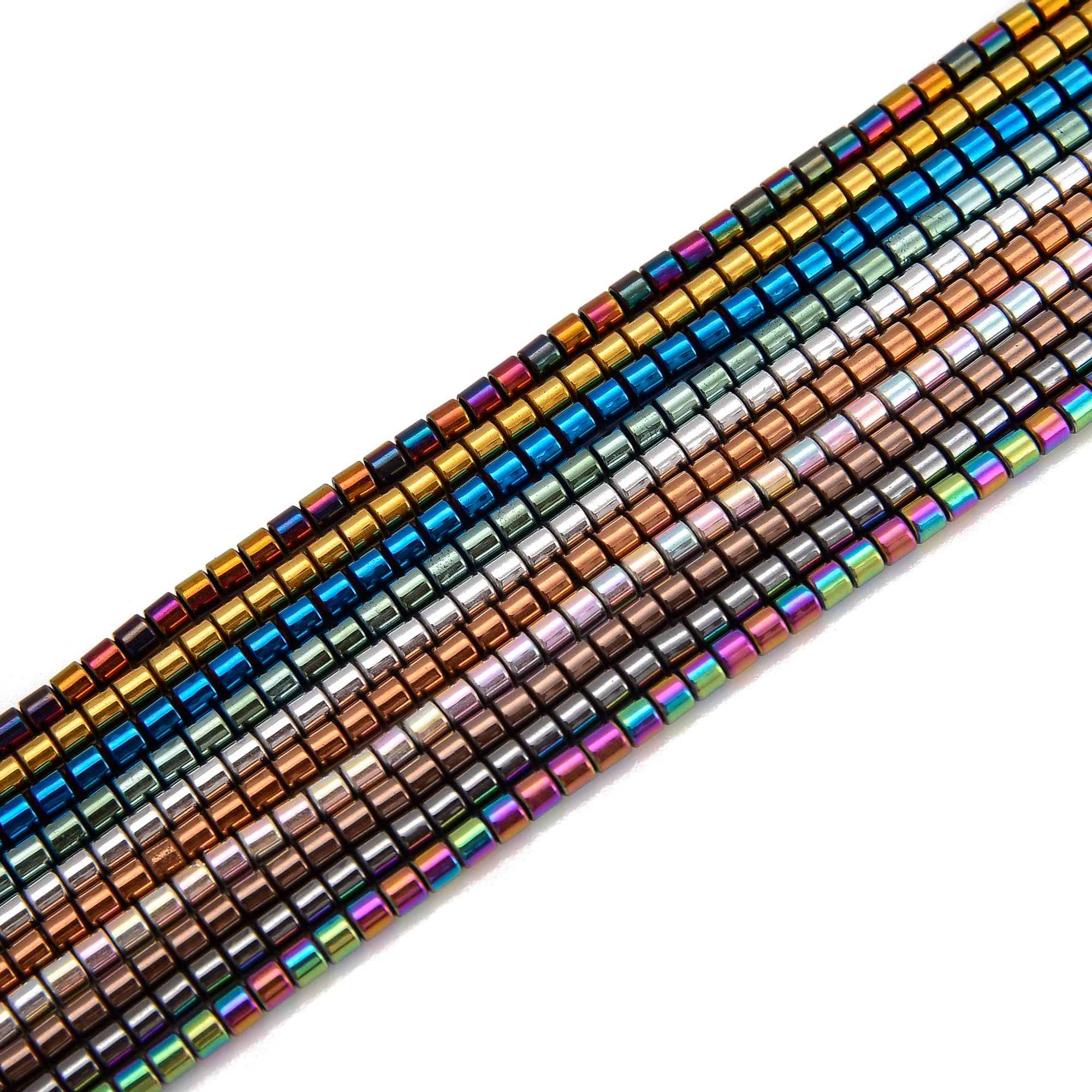 Bulk Price Gold Blue Silver Rainbow Gray Copper Brown Hematite Bead Rectangle Tube Beads for Jewelry Making 2x2mm 3x3mm 4x4mm