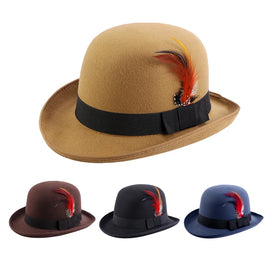 Wholesale Hair Accessories Bucket Outdoor Ceremonial Top Hat Wool Blend Solid Color Checked Wool Blend Top Hats for Women Men