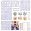 Diy Crystal Drop Glue Mold 347 Tool Set Earrings Pendant Diamond Ring Silicone Mold with Ear Hook Color Foil